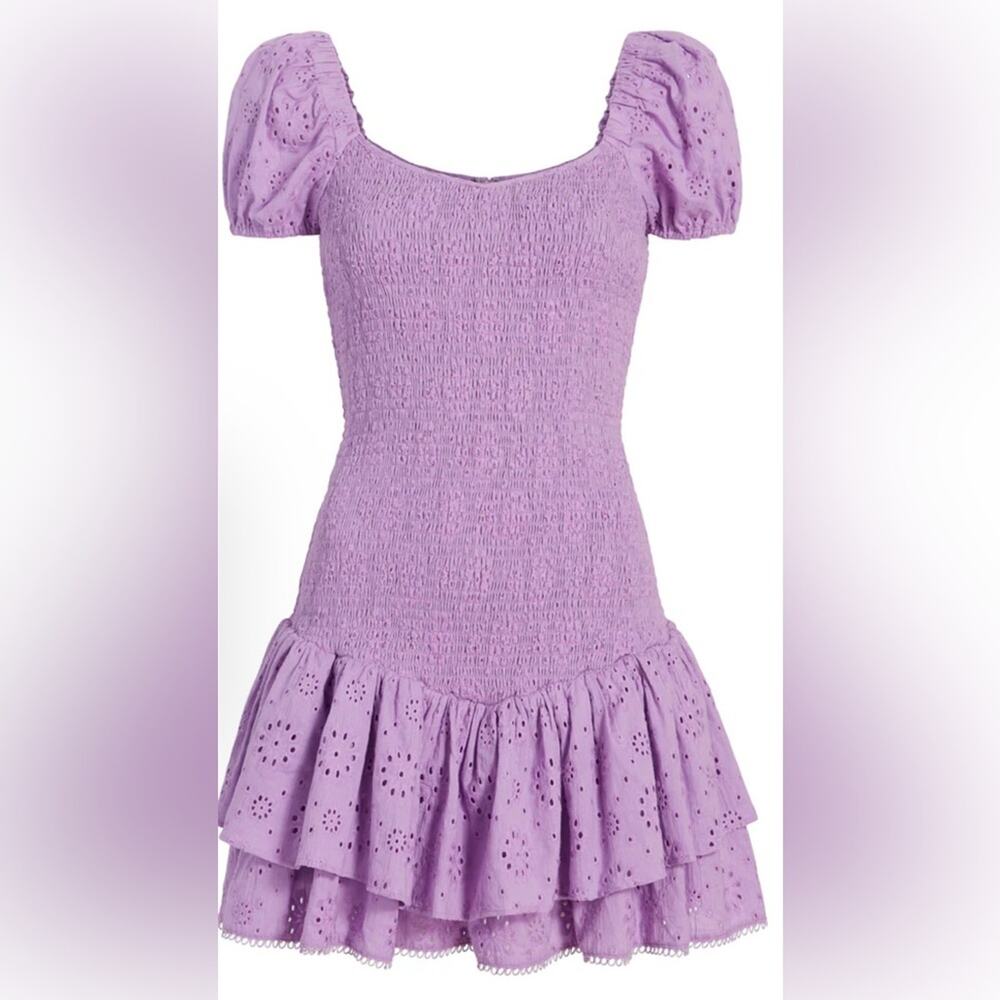 NWT Likely Tayaisha Smocked Cotton Eyelet Violet Mini Spring Summer Dress Sz 4‎